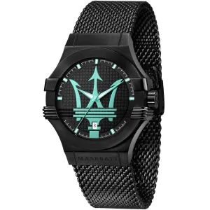 Maserati Potenza Aqua Black Mesh Braselet Black Dial Quartz Watch for Gents - R8853144002