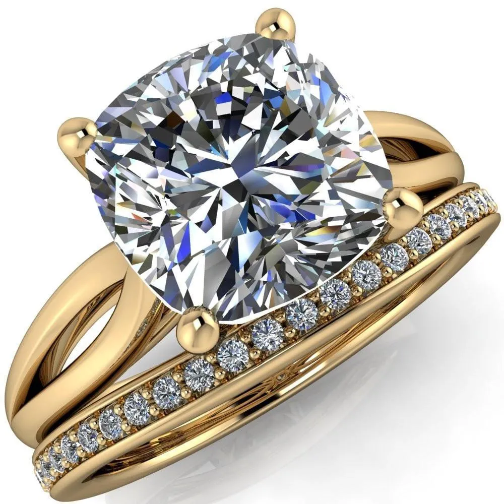 Maxwell Cushion Center Stone 4 Prong Split Shank Engagement Ring