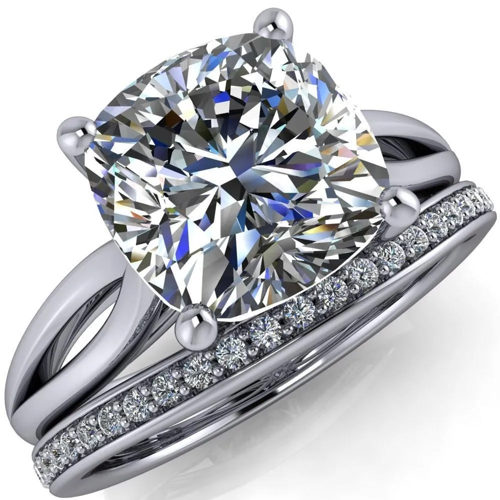 Maxwell Cushion Center Stone 4 Prong Split Shank Engagement Ring