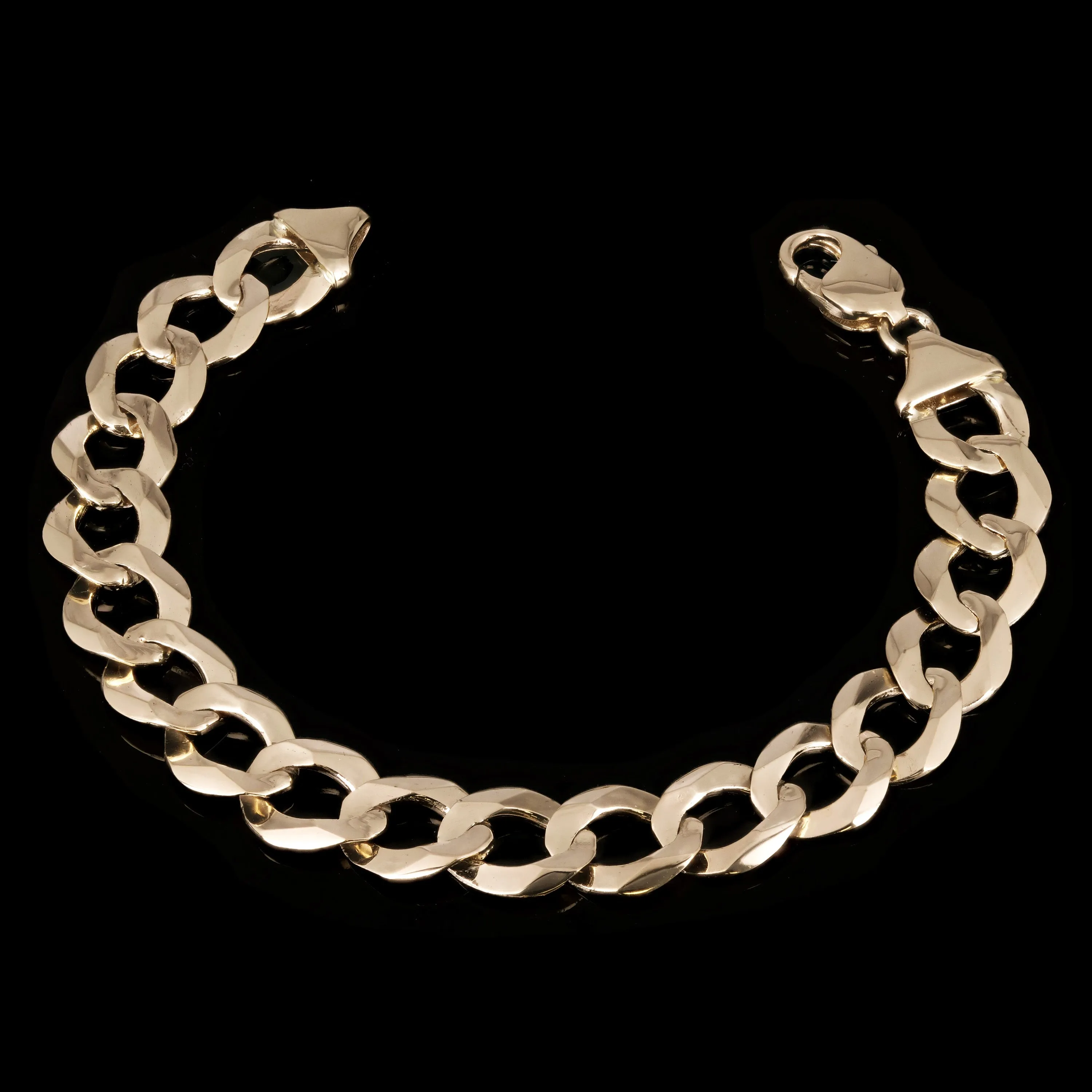 Men's 10k Yellow Gold Solid Flat Cuban Link Chain Bracelet 8" 11.5mm 20 grams
