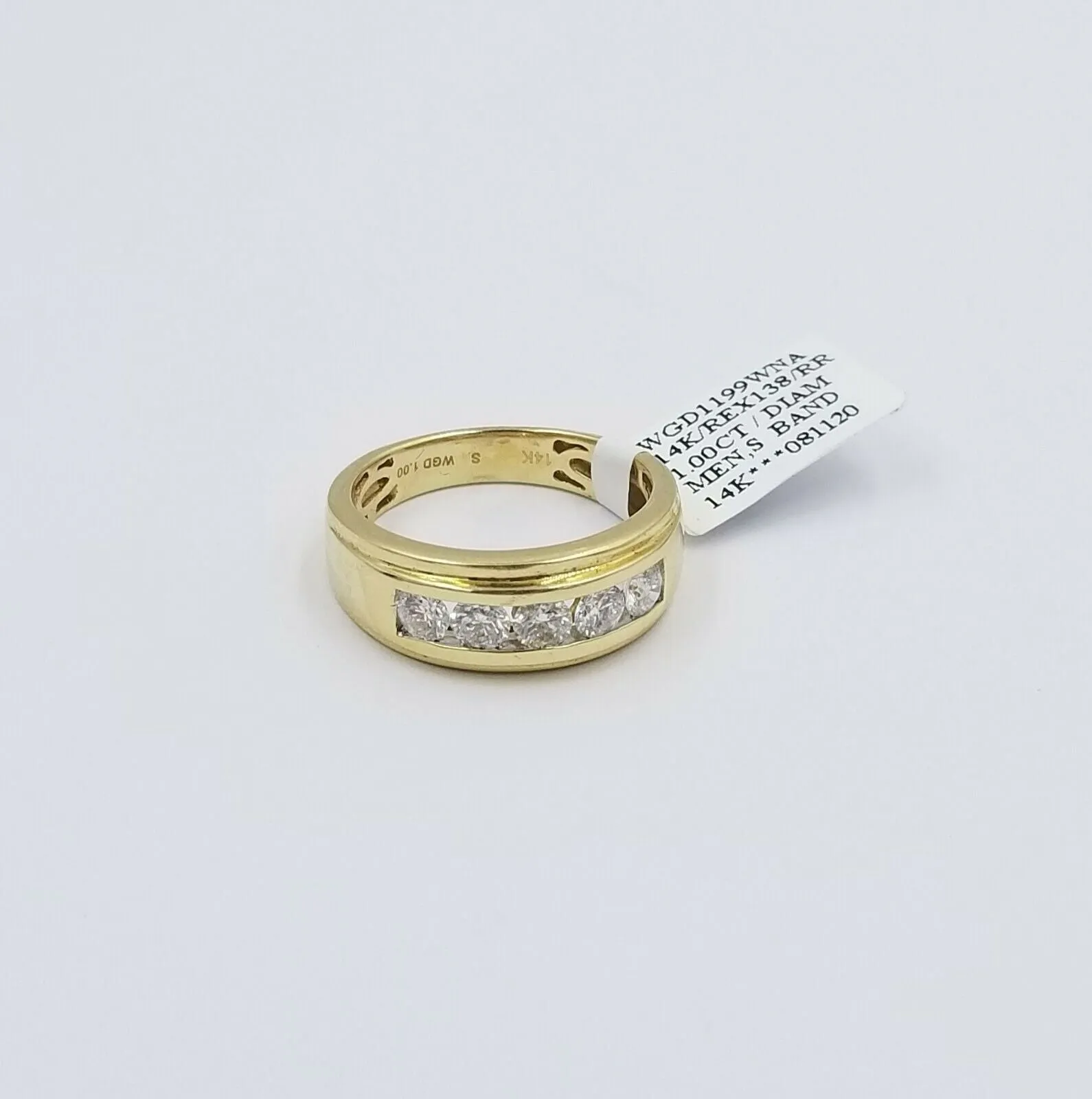 Men's 14k Gold Band Wedding Ring 1CT Solitaire Diamond Yellow White gold Sizable