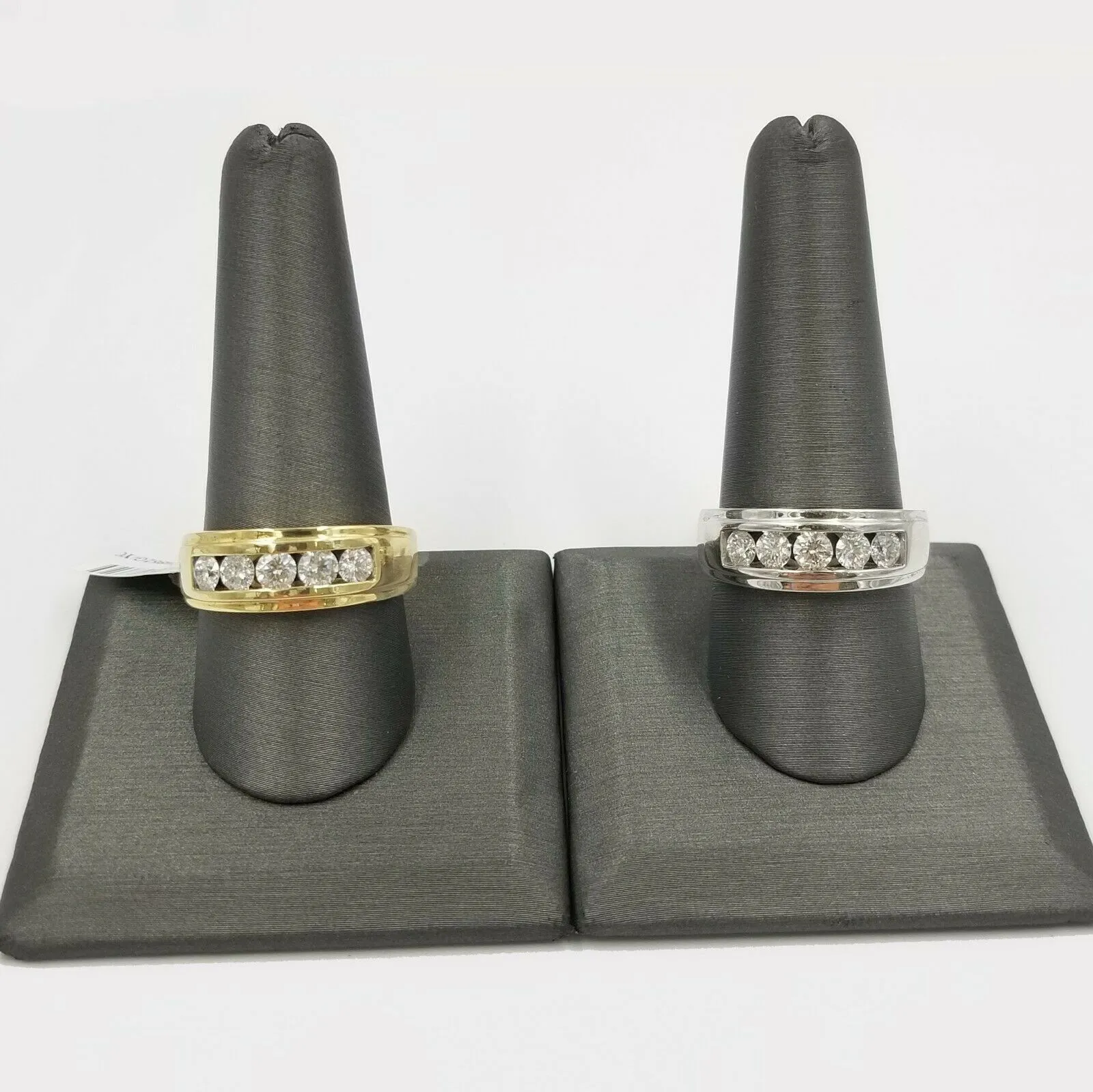 Men's 14k Gold Band Wedding Ring 1CT Solitaire Diamond Yellow White gold Sizable