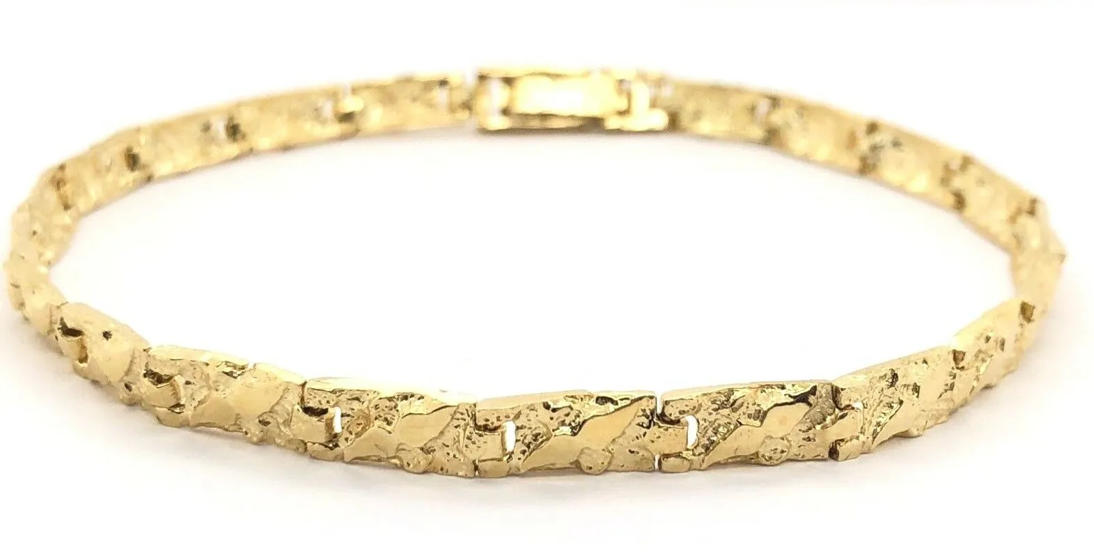Men's 14k Yellow Gold Solid Chunky Nugget Bracelet 7"- 8.75" 4.75mm