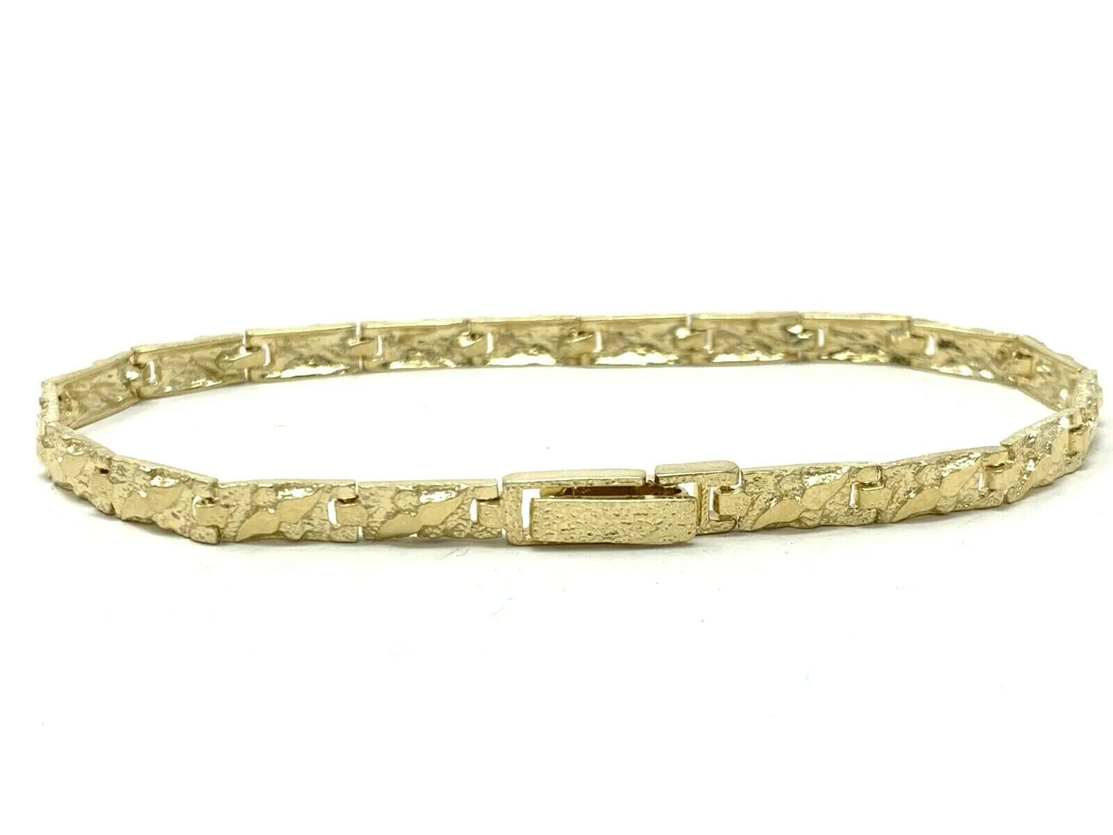 Men's 14k Yellow Gold Solid Chunky Nugget Bracelet 7"- 8.75" 4.75mm