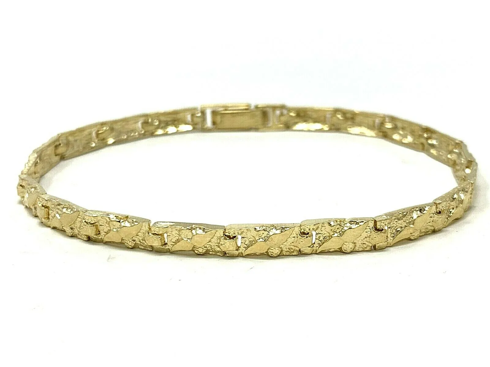 Men's 14k Yellow Gold Solid Chunky Nugget Bracelet 7"- 8.75" 4.75mm