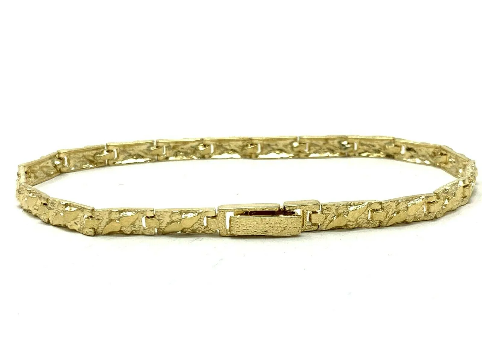Men's 14k Yellow Gold Solid Chunky Nugget Bracelet 7"- 8.75" 4.75mm