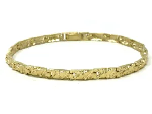 Men's 14k Yellow Gold Solid Chunky Nugget Bracelet 7"- 8.75" 4.75mm