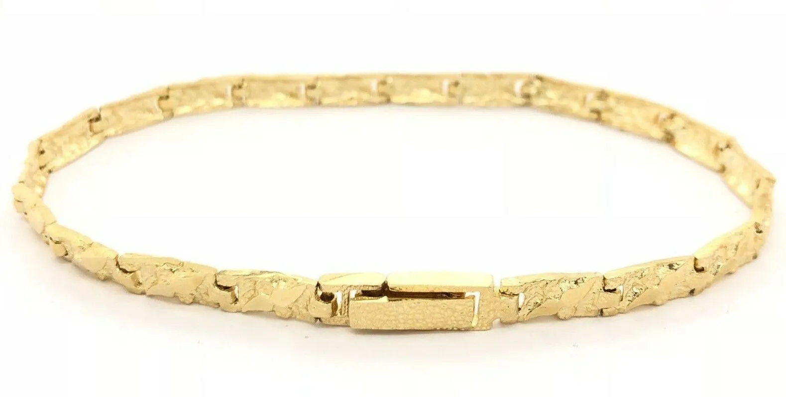 Men's 14k Yellow Gold Solid Chunky Nugget Bracelet 7"- 8.75" 4.75mm