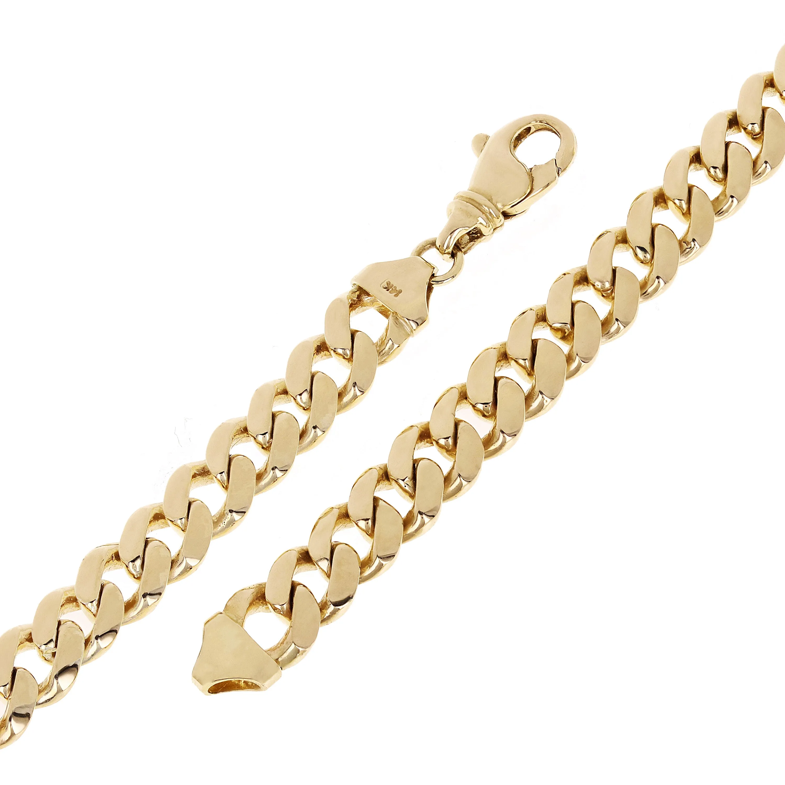 Men's 14k Yellow Gold Solid Miami Cuban Link Chain Bracelet 8mm Various Lengths
