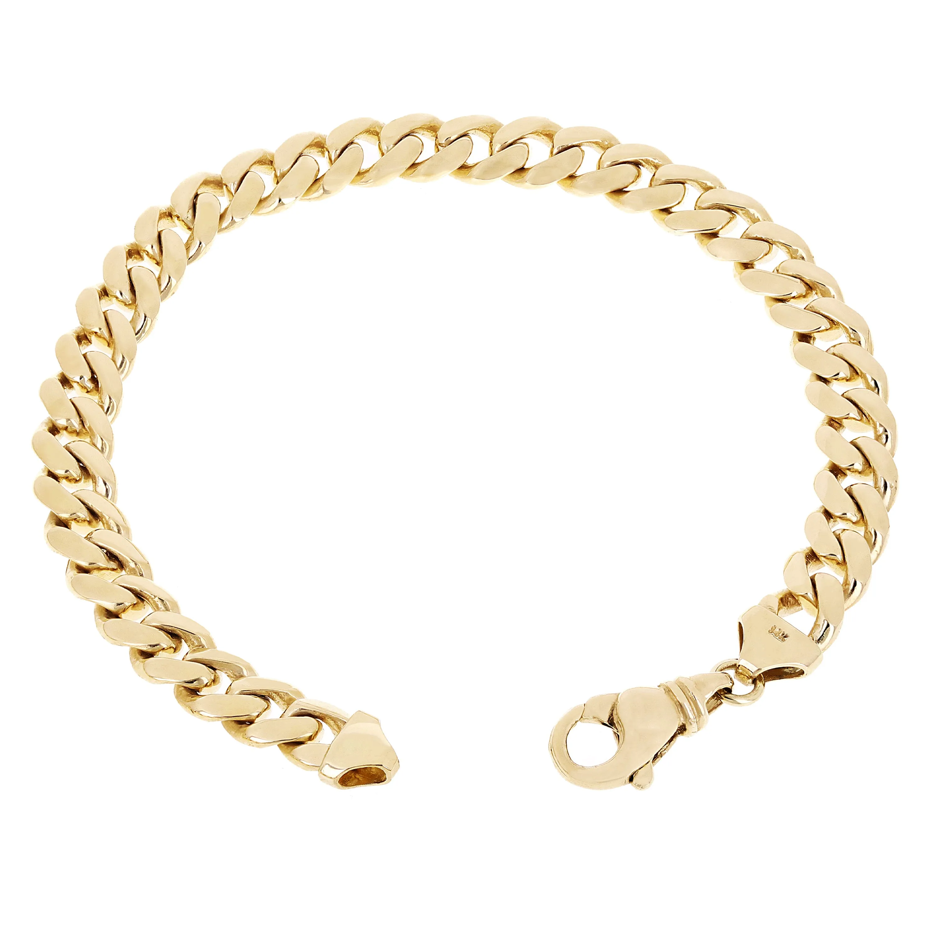 Men's 14k Yellow Gold Solid Miami Cuban Link Chain Bracelet 8mm Various Lengths