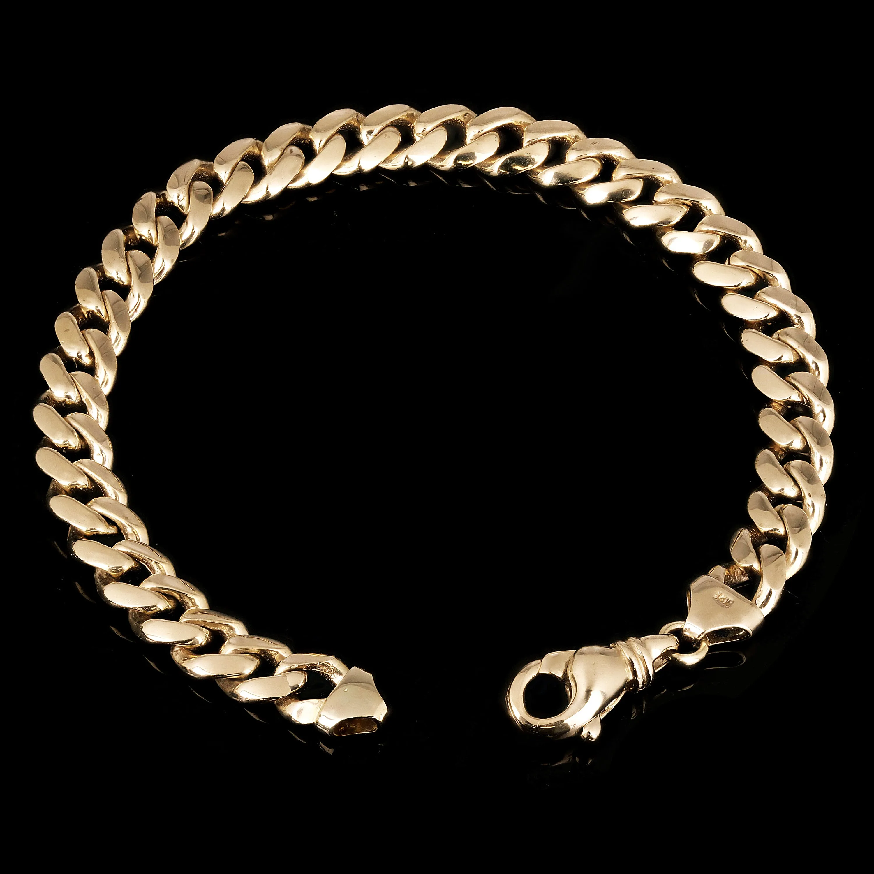 Men's 14k Yellow Gold Solid Miami Cuban Link Chain Bracelet 8mm Various Lengths