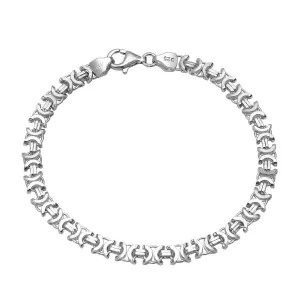 Men's 925 Silver Byzantine Chain Bracelet Flat King Link 6mm
