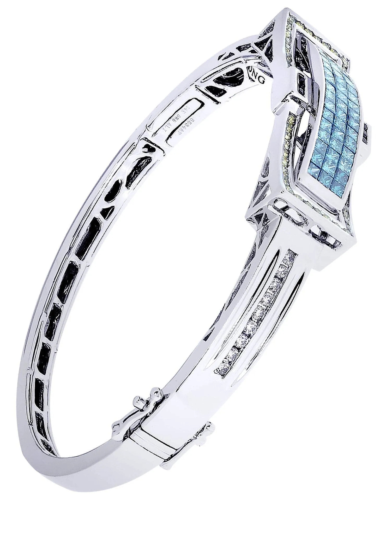 Mens Diamond Bangle White Gold| 3.32 Carats| 31.16 Grams
