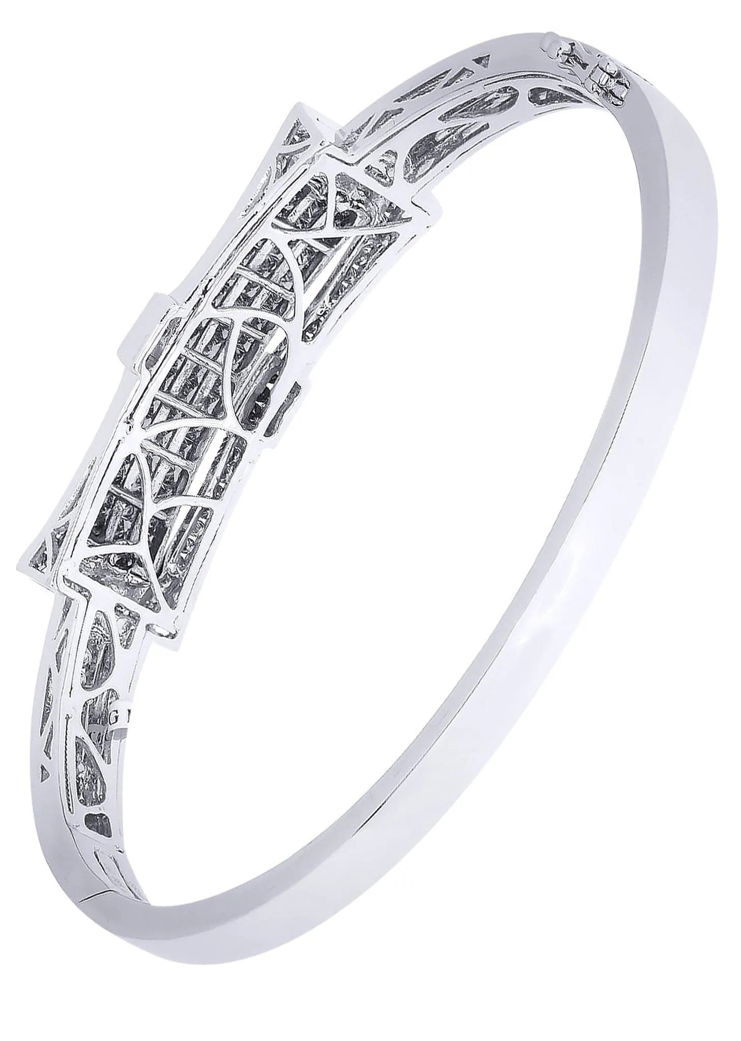 Mens Diamond Bangle White Gold| 3.32 Carats| 31.16 Grams