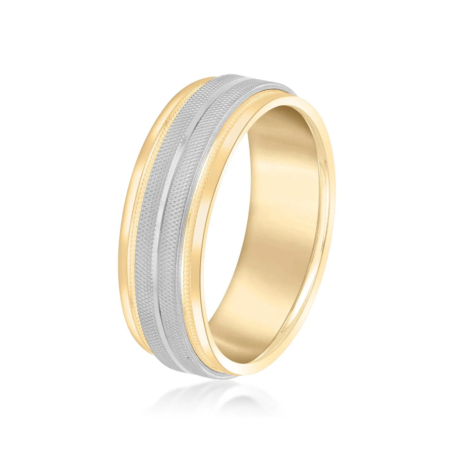 Men's High Beveled Center And Florentine Finish Band