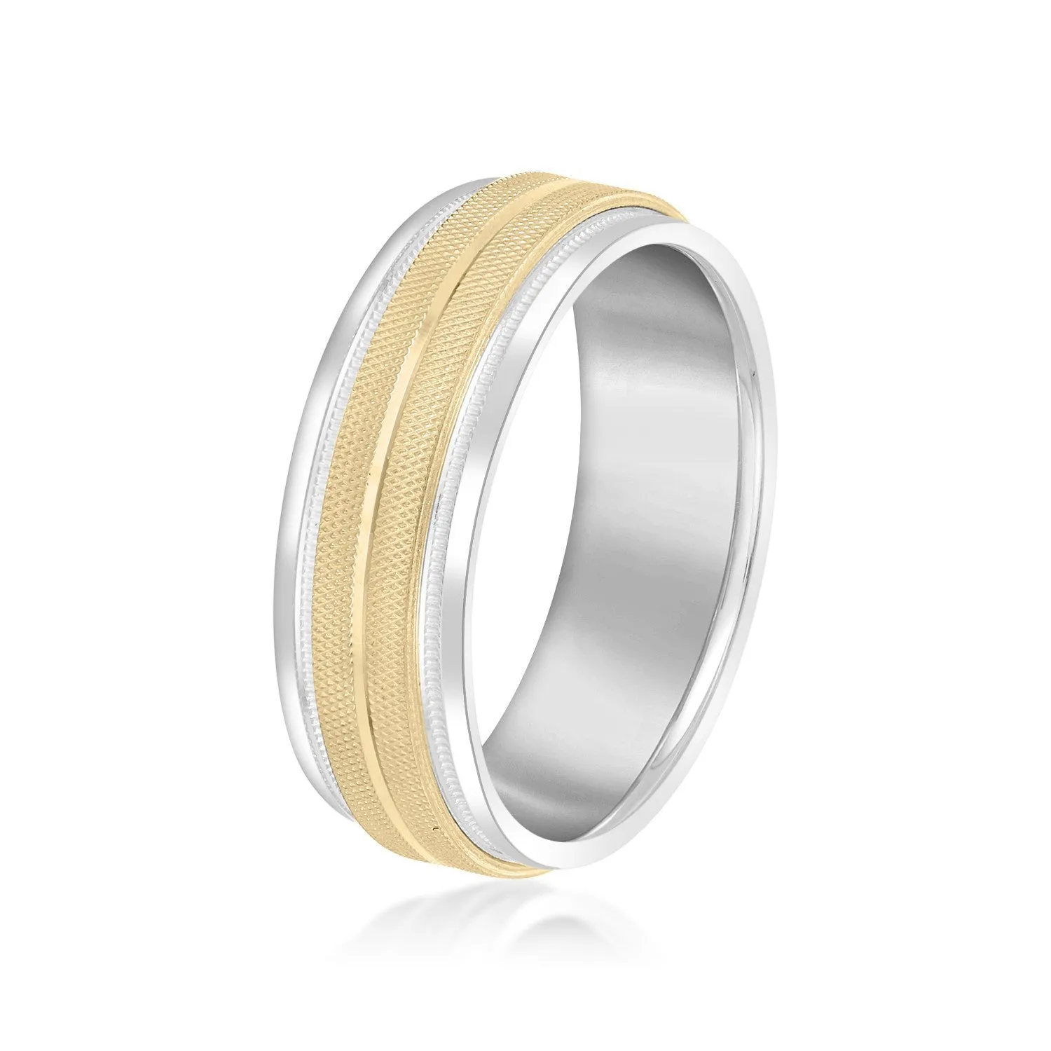 Men's High Beveled Center And Florentine Finish Band