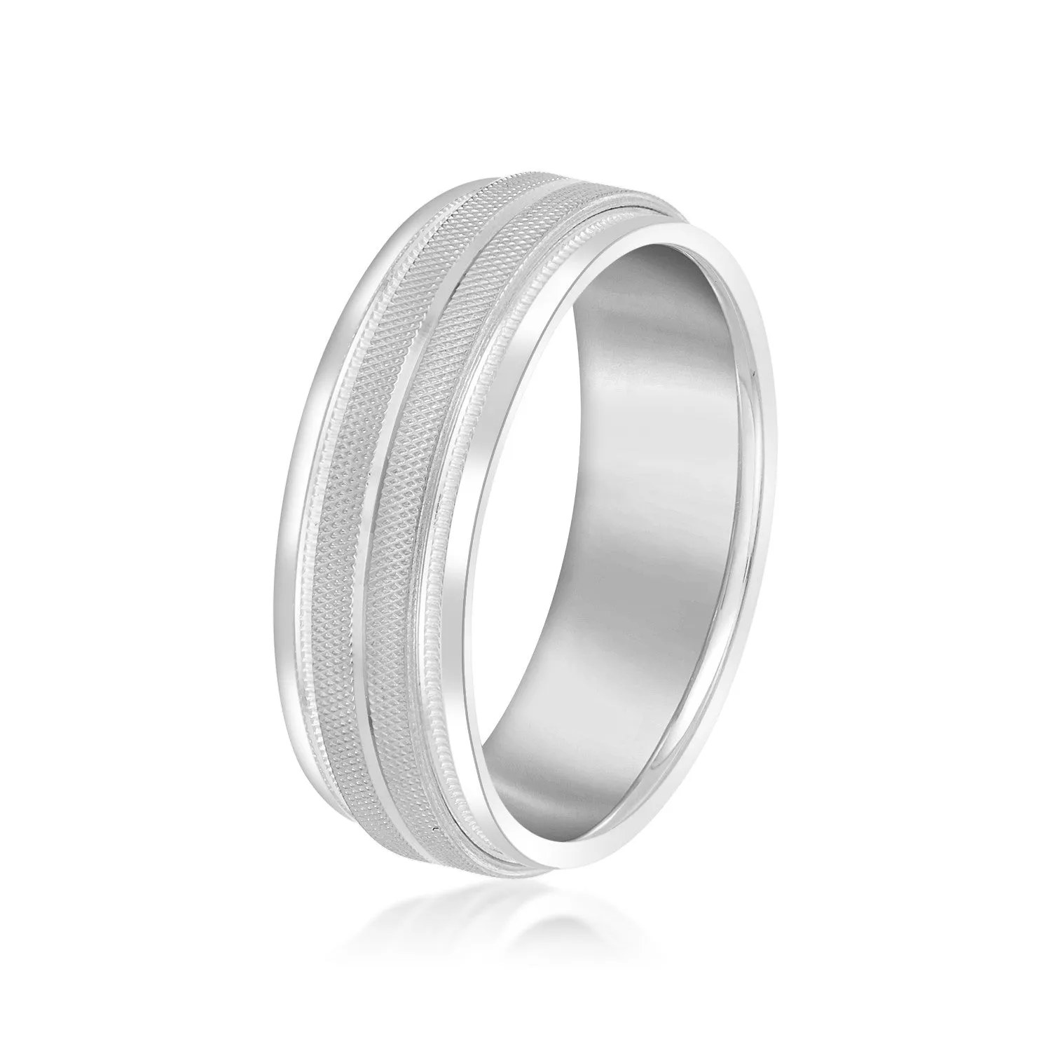 Men's High Beveled Center And Florentine Finish Band