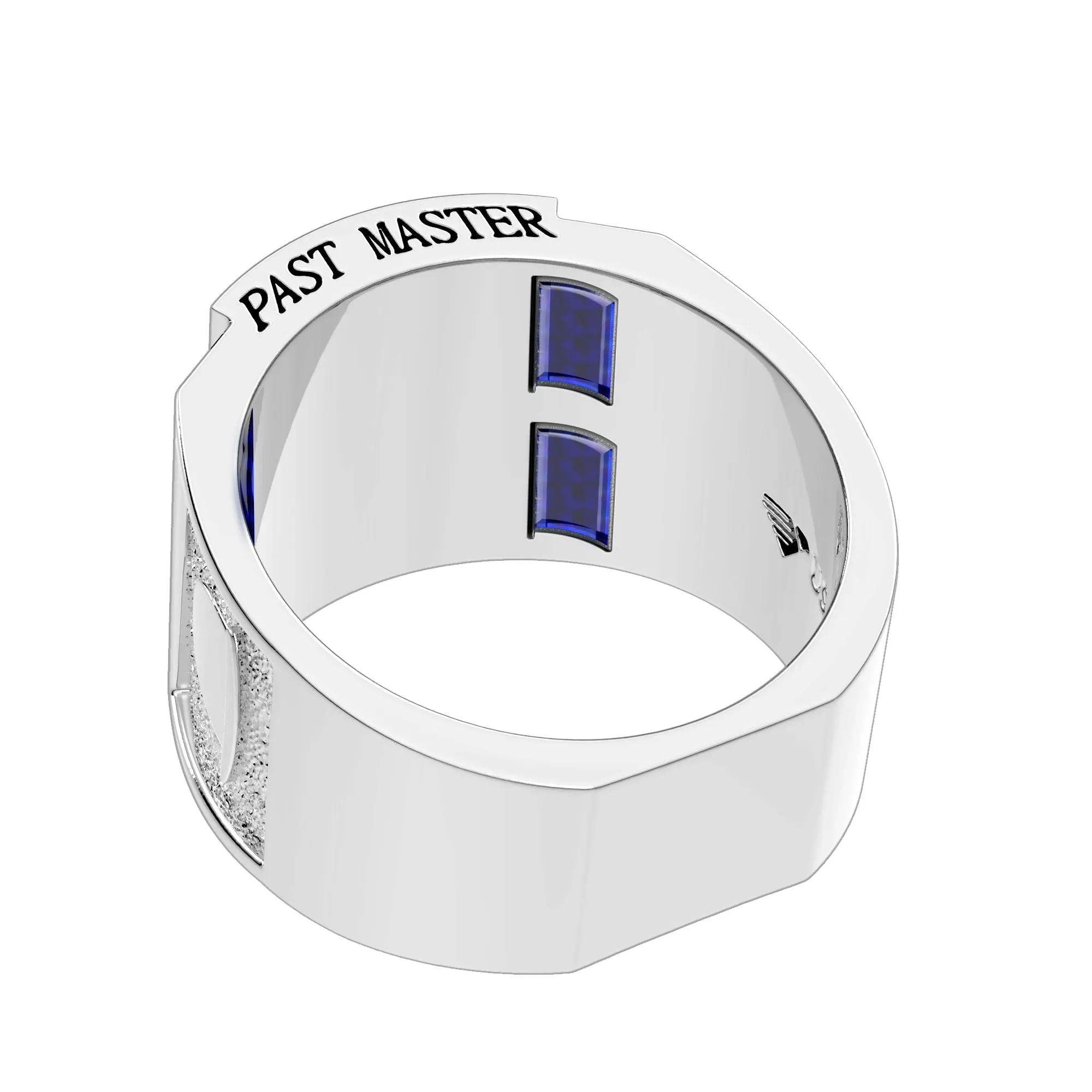 Men's Past Master 925 Sterling Silver Synthetic Sapphire Freemason Masonic Ring