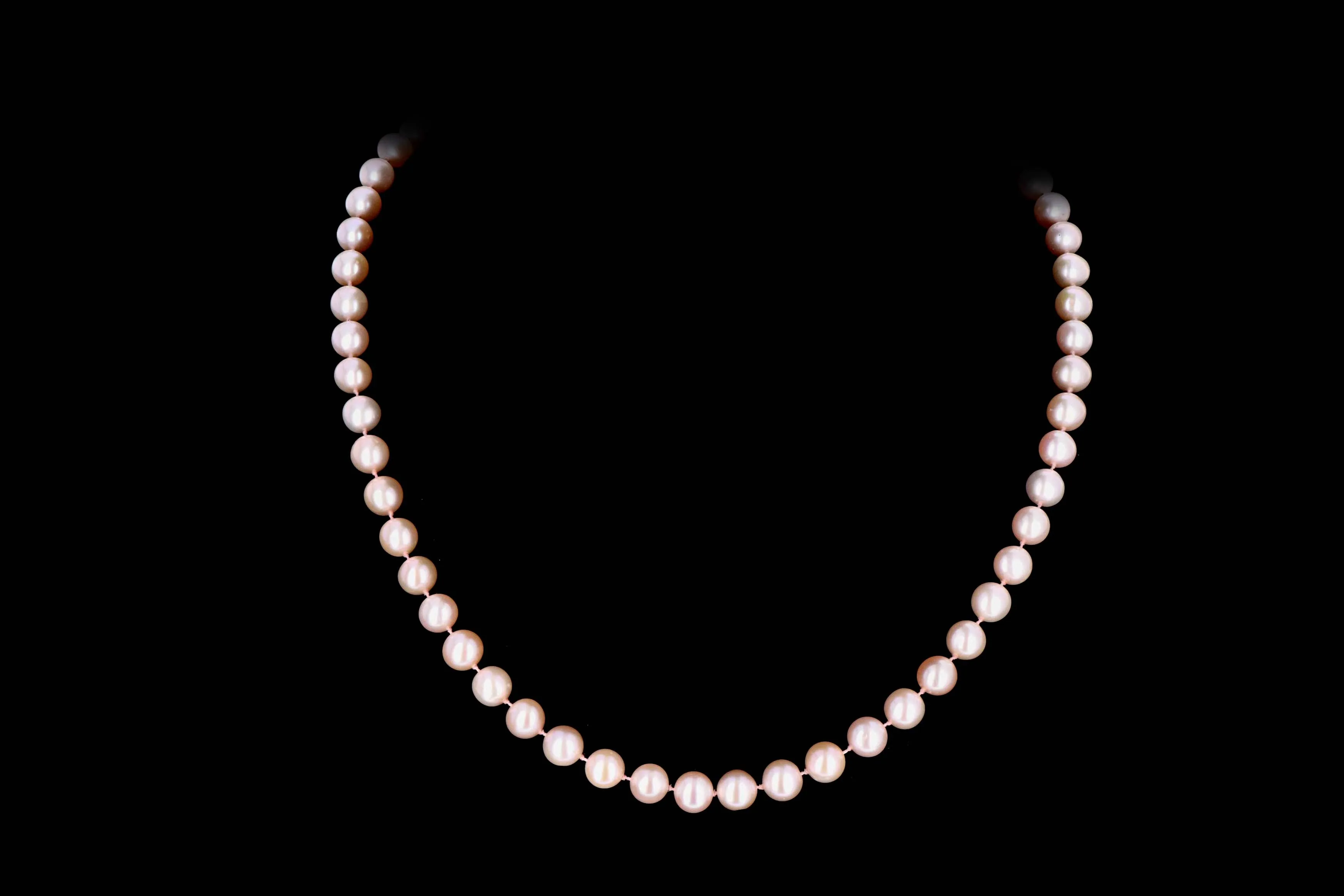 Miadora 7mm Pink Freshwater Pearl Strand Neckalce 14K White Gold Diamond Clasp