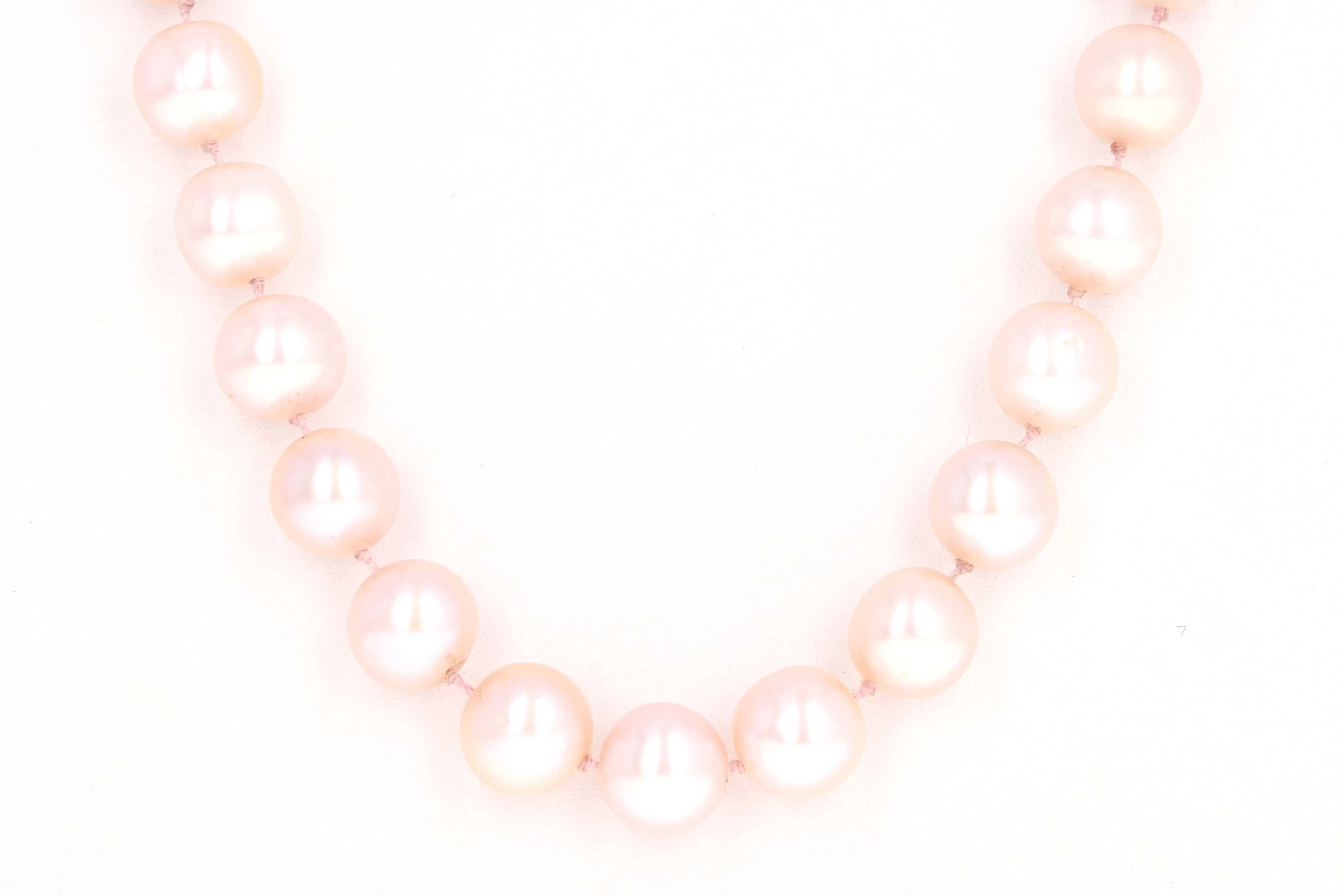 Miadora 7mm Pink Freshwater Pearl Strand Neckalce 14K White Gold Diamond Clasp