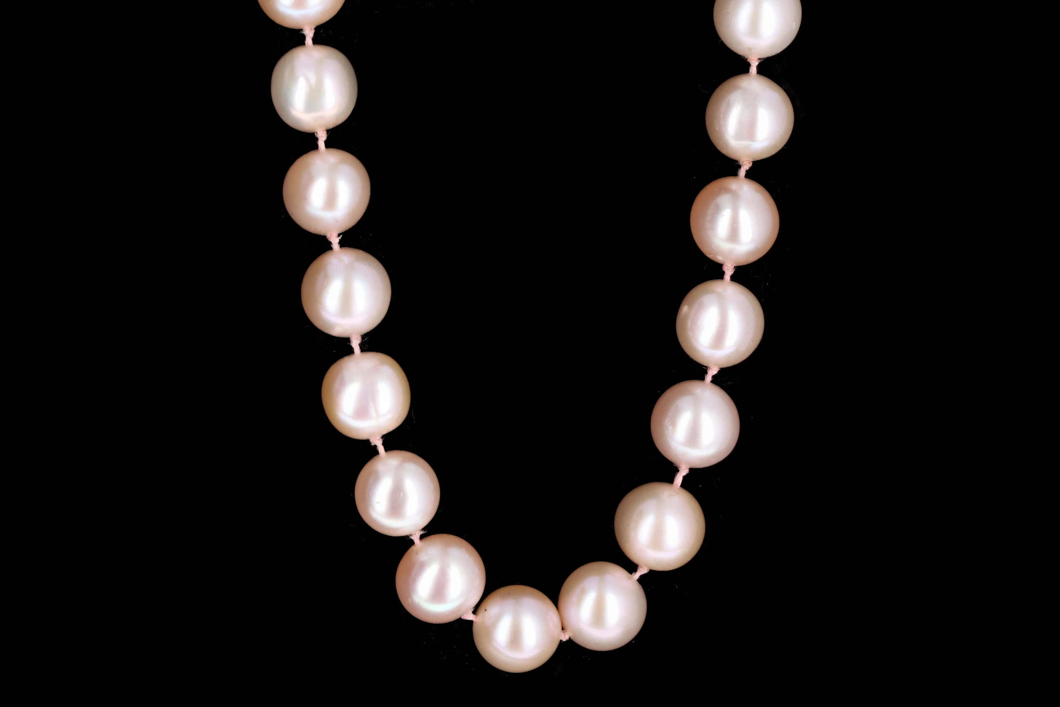 Miadora 7mm Pink Freshwater Pearl Strand Neckalce 14K White Gold Diamond Clasp