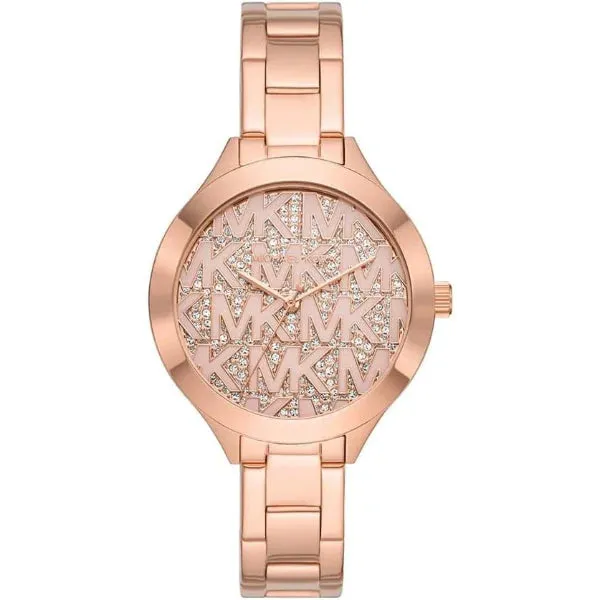 Michael Kors Slim Runway Rose Gold Stainless Steel Rose Gold Dial Quartz Watch for Ladies - MK4658