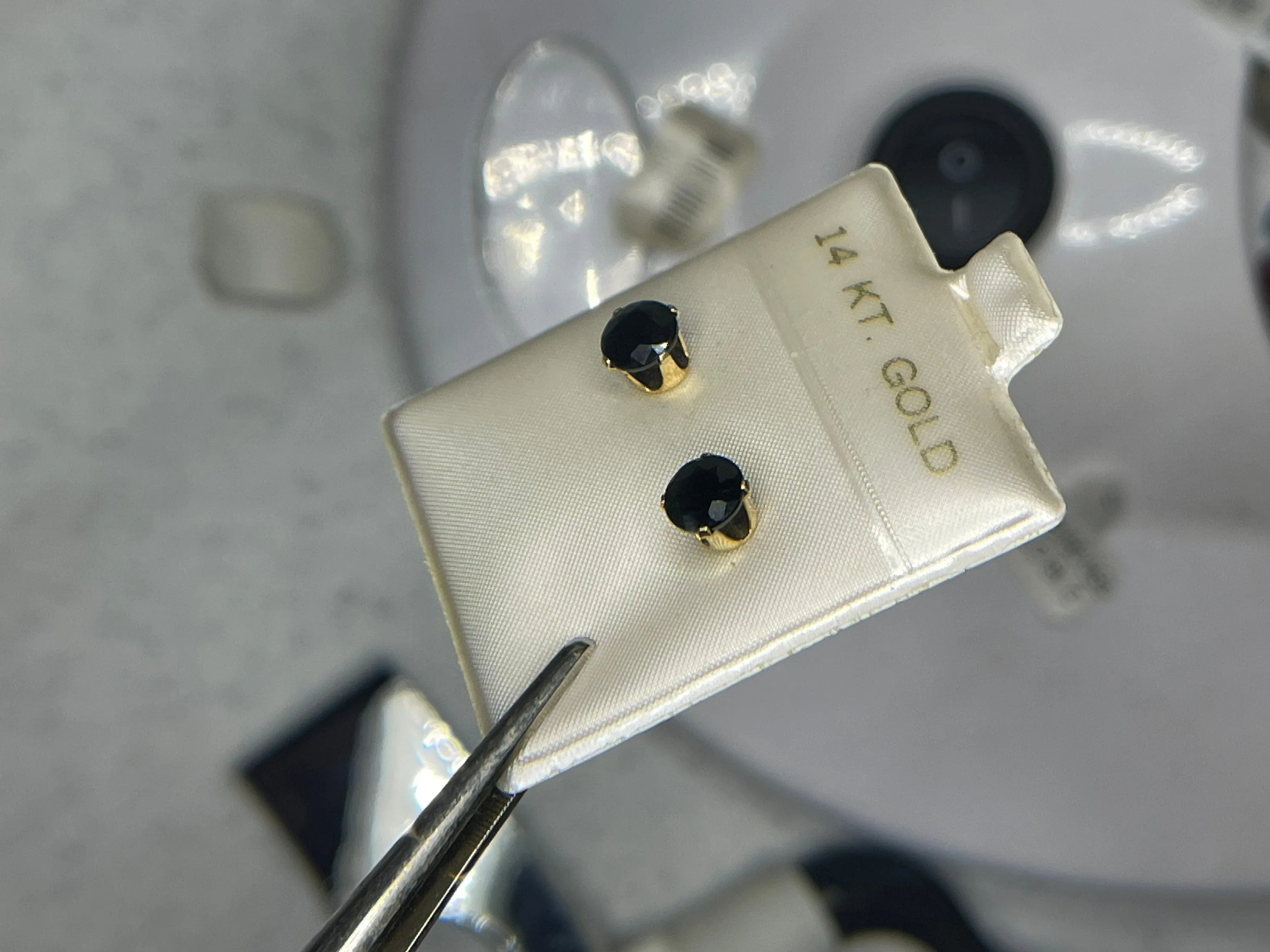 Midnight Sapphire 14K Yellow Gold Stud Earrings