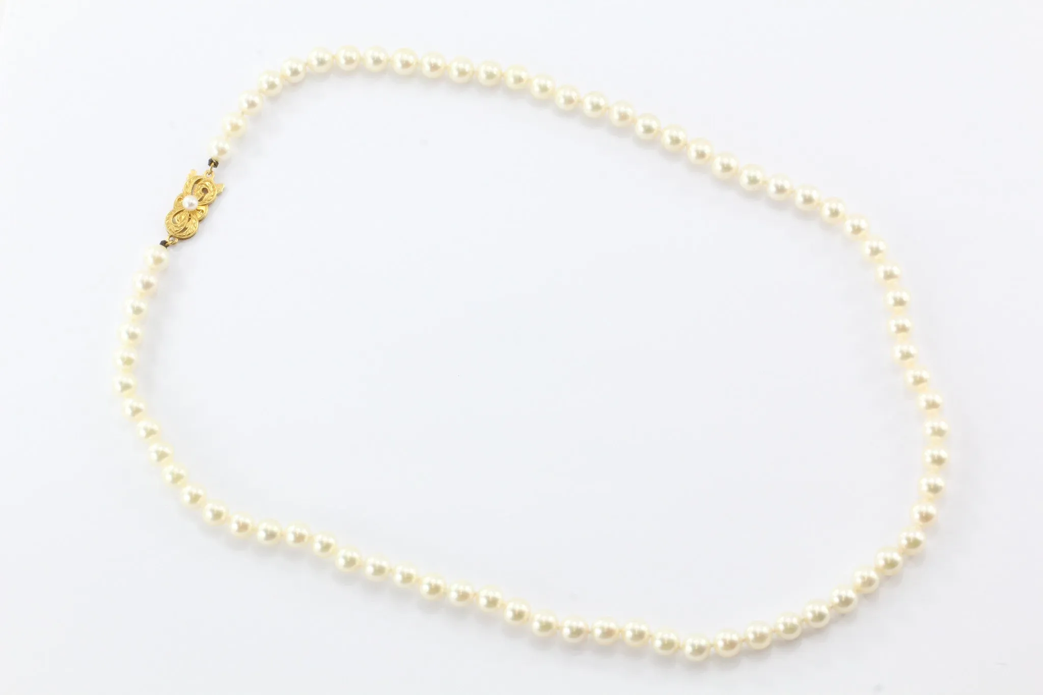 Mikimoto 18K Gold 6.3mm Princess Length Pearl Strand Necklace