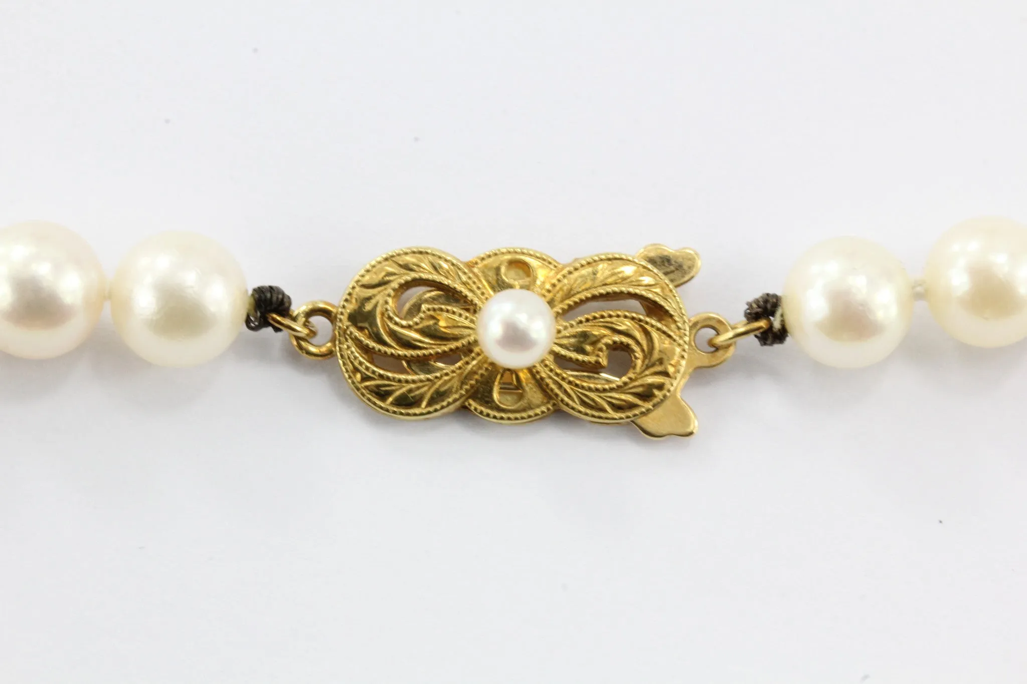 Mikimoto 18K Gold 6.3mm Princess Length Pearl Strand Necklace