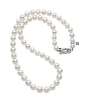 Mikimoto 18K White Gold 18" Graduated Akoya Pearl Necklace