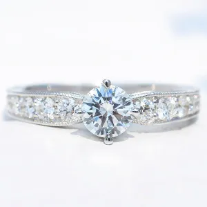Milgrain Side Design GIA Diamond Engagement Ring