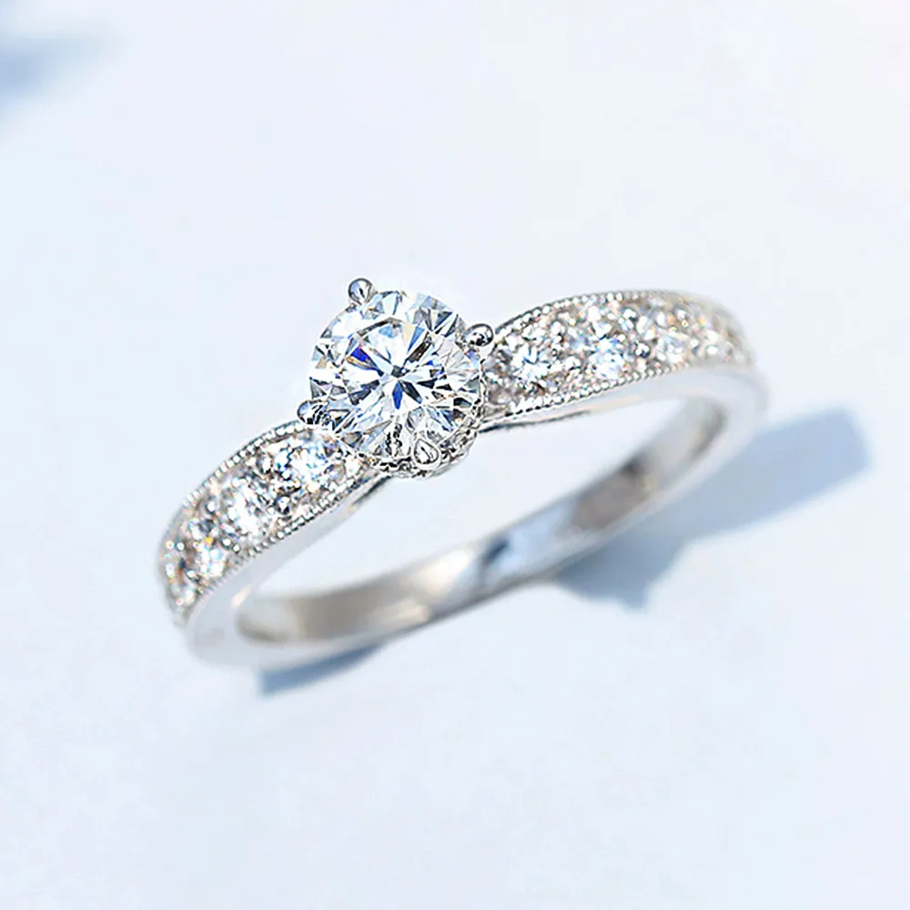 Milgrain Side Design GIA Diamond Engagement Ring