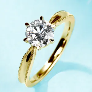 Milgrain Solitaire Round Cut GIA Diamond Engagement Ring