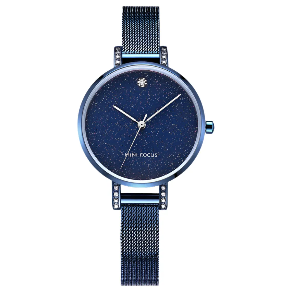 Mini Focus Blue Mesh Bracelet Blue Dial Quartz Watch for Ladies - MF0160L-03