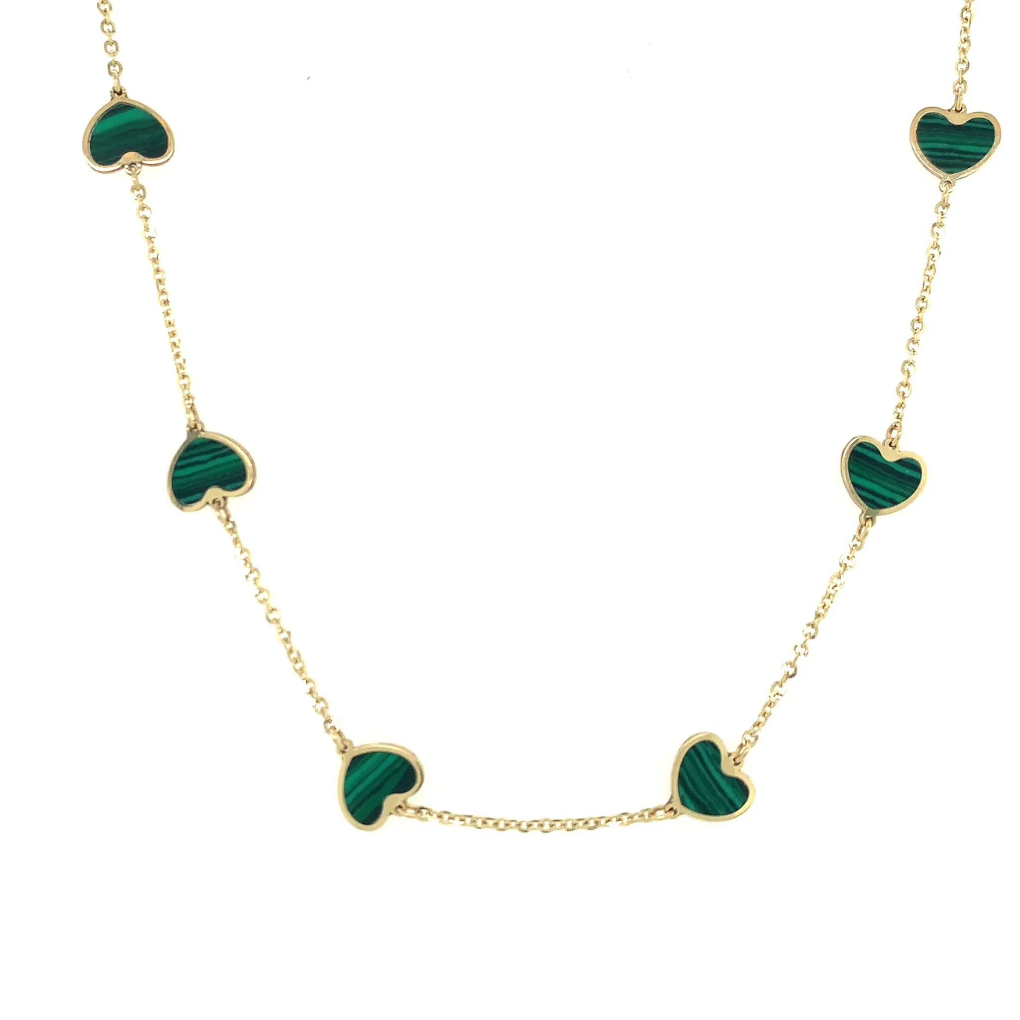 Mini Heart Station Necklace/Malachite