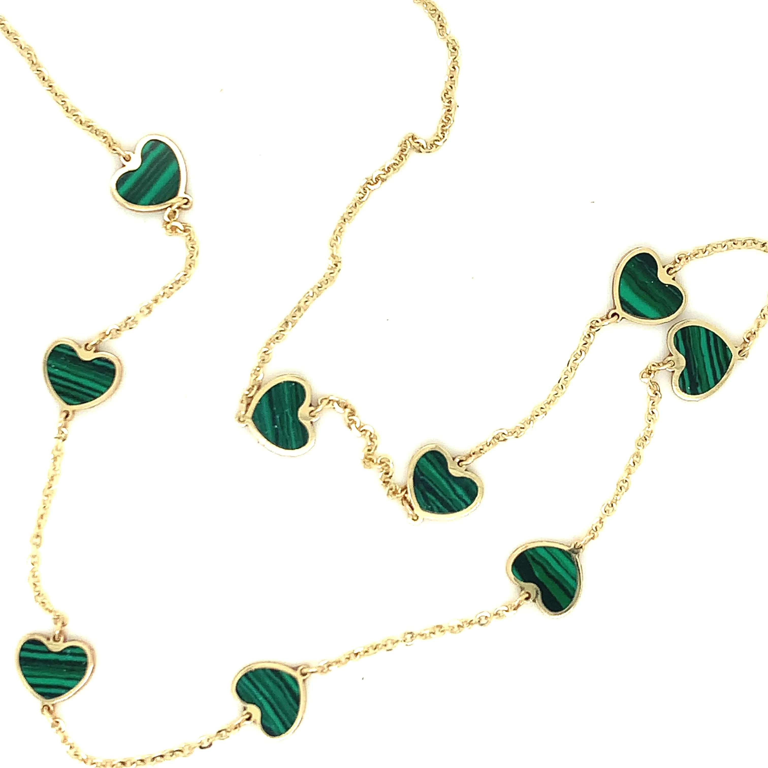 Mini Heart Station Necklace/Malachite