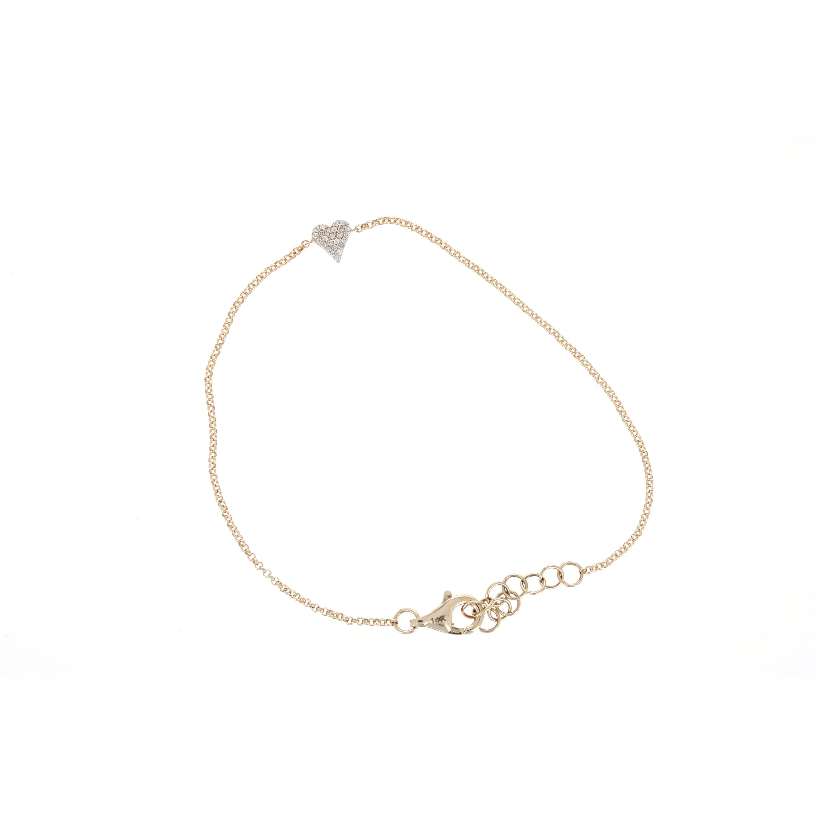Mini Pave Heart Chain Bracelet