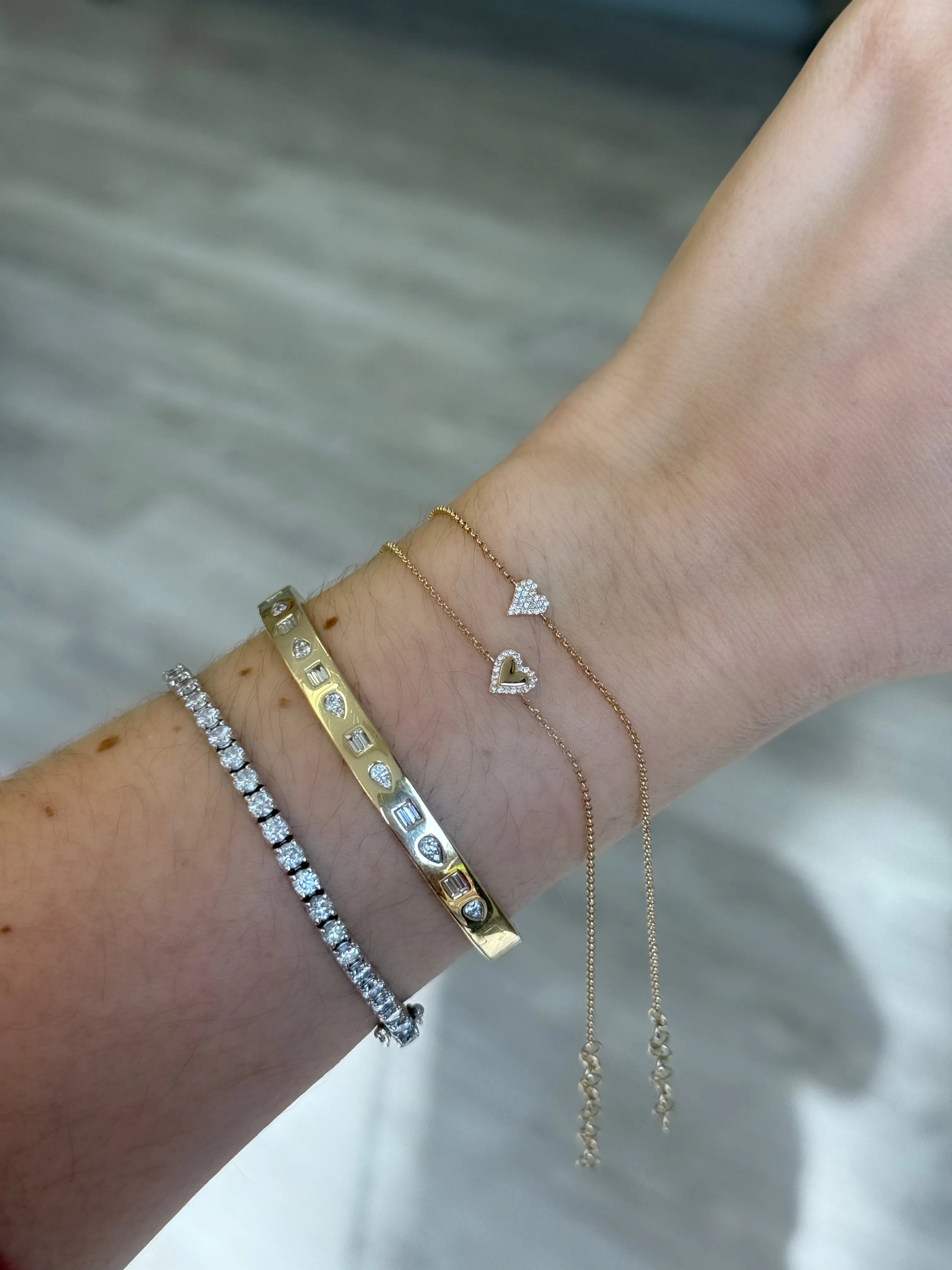 Mini Pave Heart Chain Bracelet
