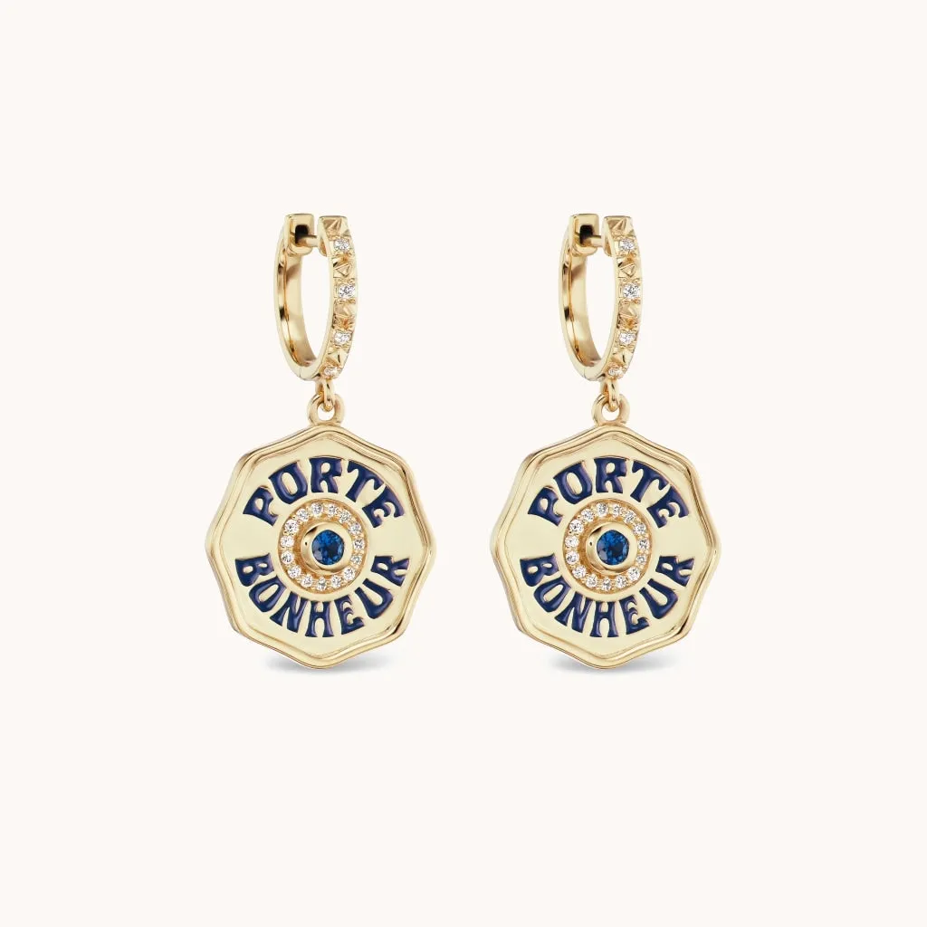 Mini Porte Bonheur Earrings Blue Sapphire