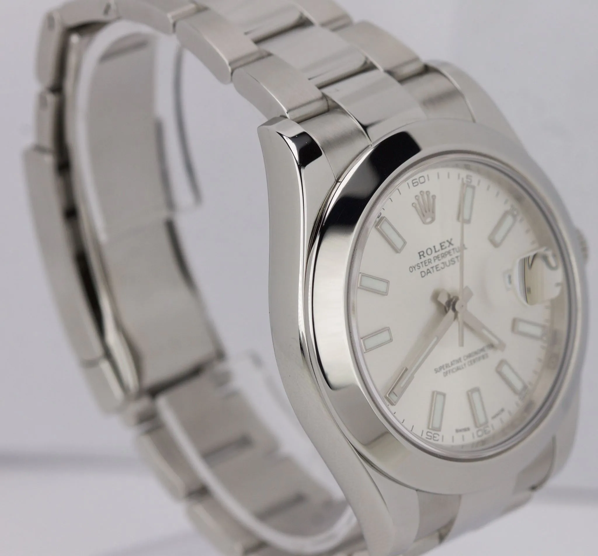 MINT 2016 Rolex DateJust II 41mm 116300 Silver Smooth Stainless Oyster Watch