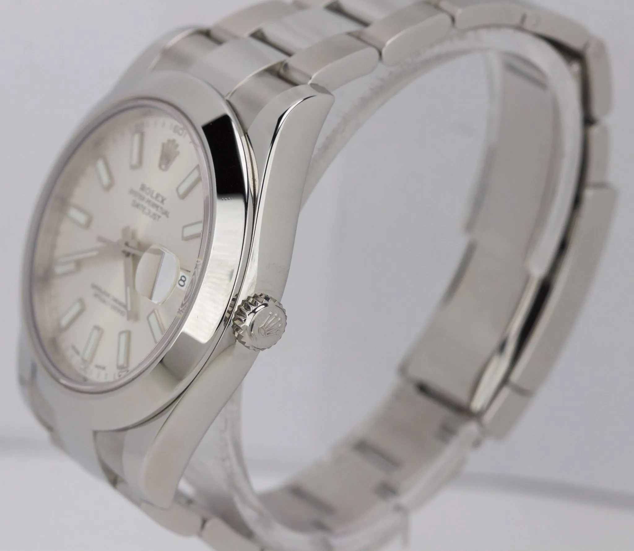 MINT 2016 Rolex DateJust II 41mm 116300 Silver Smooth Stainless Oyster Watch