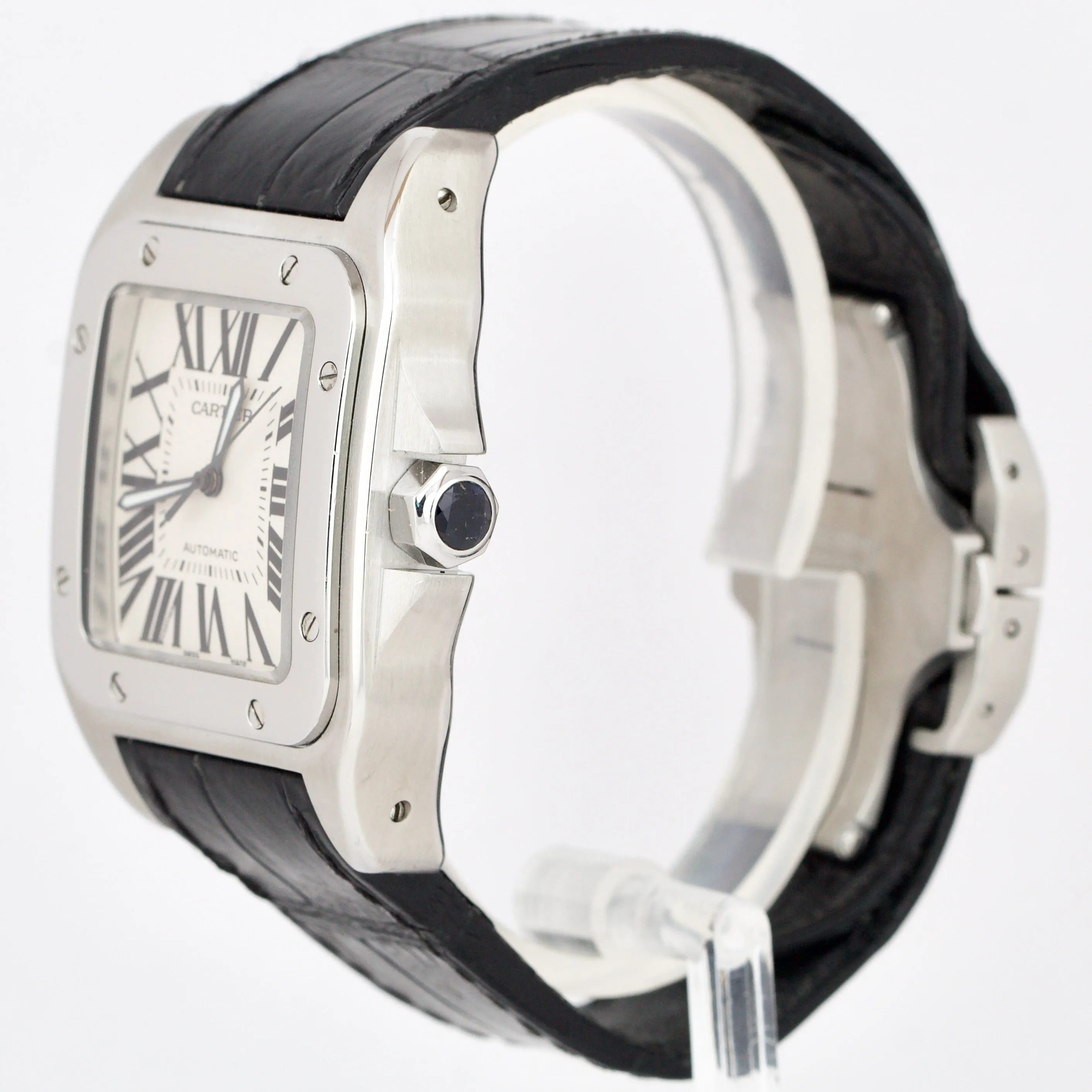 MINT Cartier Santos 100 XL 38mm Stainless Steel White Watch 2656 / W20073X8