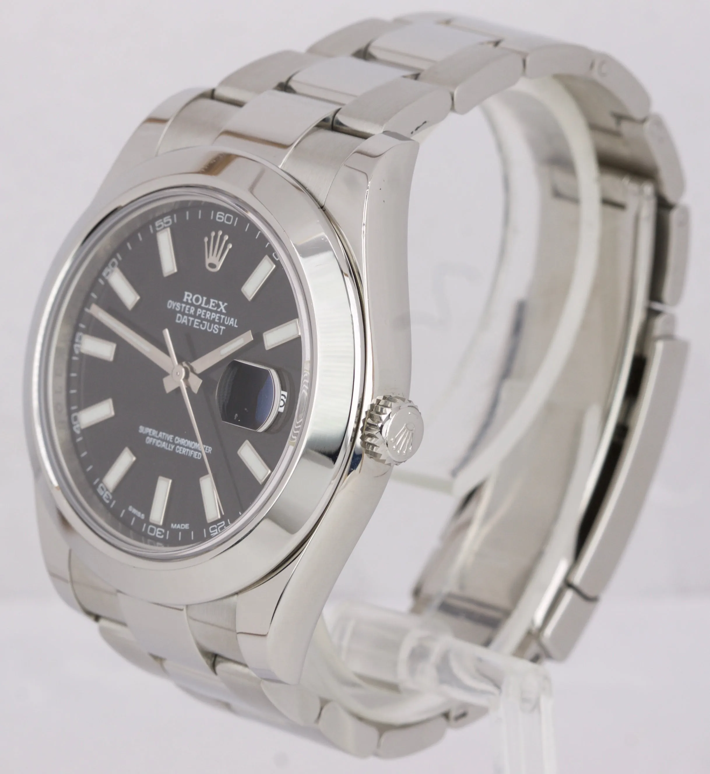 MINT Rolex DateJust II 41mm Black Smooth Bezel Stainless Steel Watch 116300