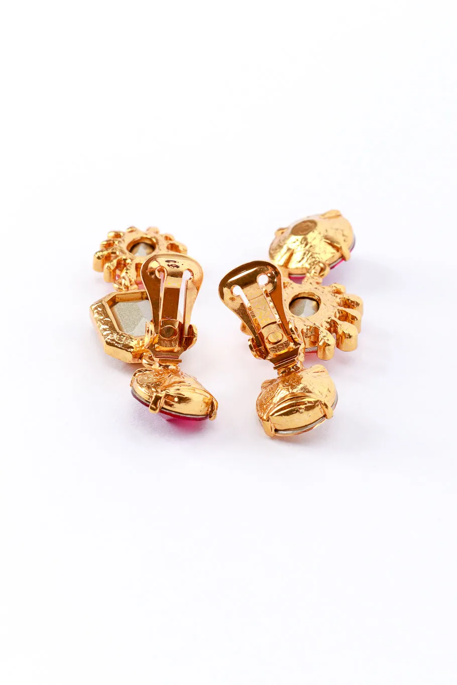 Mismatched Pink Crystal Drop Earrings