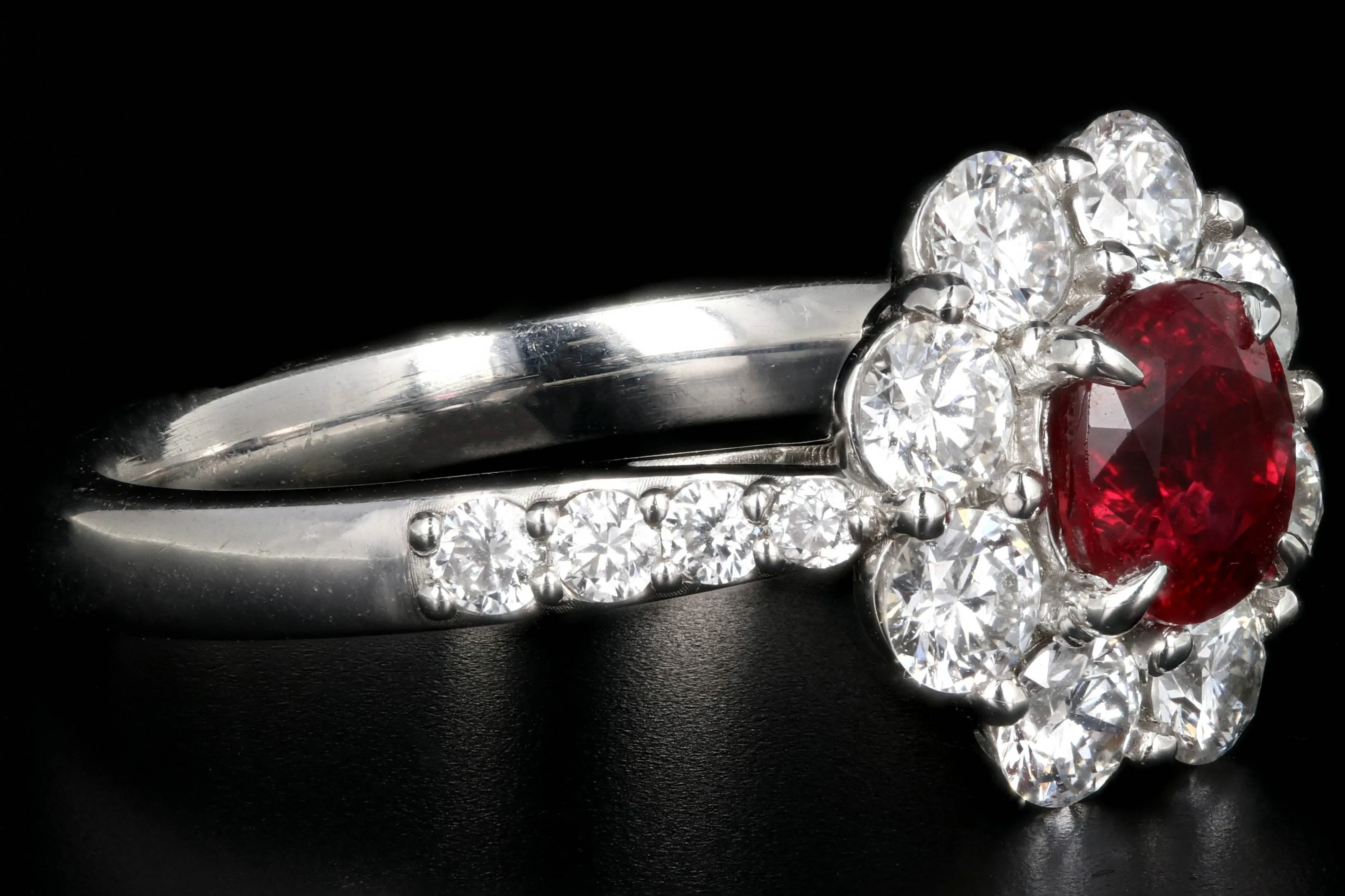 Modern Platinum 1.01 Carat Natural No Heat Ruby and 1 Carat Round Brilliant Diamond Ring GIA Certified