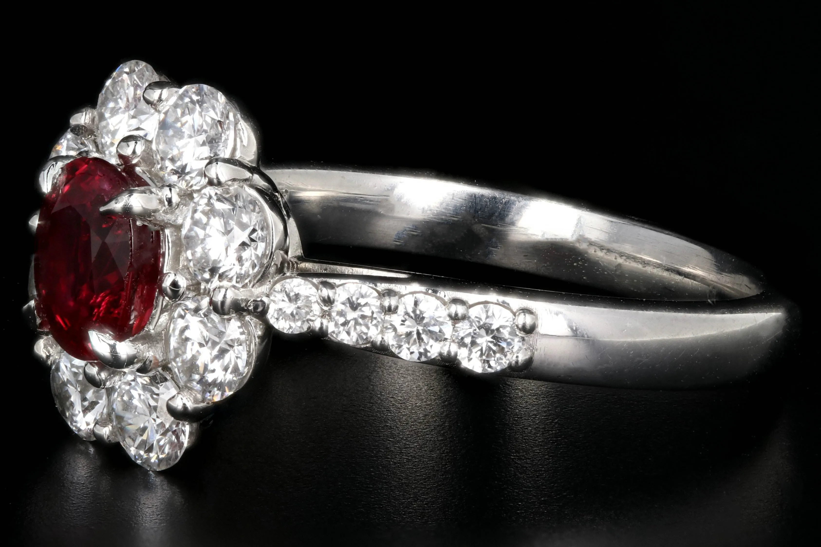 Modern Platinum 1.01 Carat Natural No Heat Ruby and 1 Carat Round Brilliant Diamond Ring GIA Certified