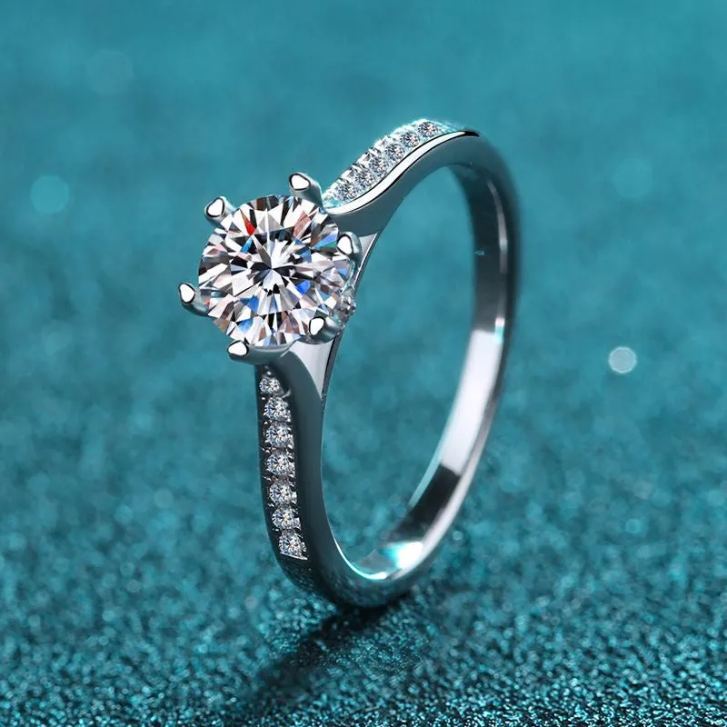 Moissanite Engagement Ring-6 Prongs Solitaire Spinning Ring-RM043