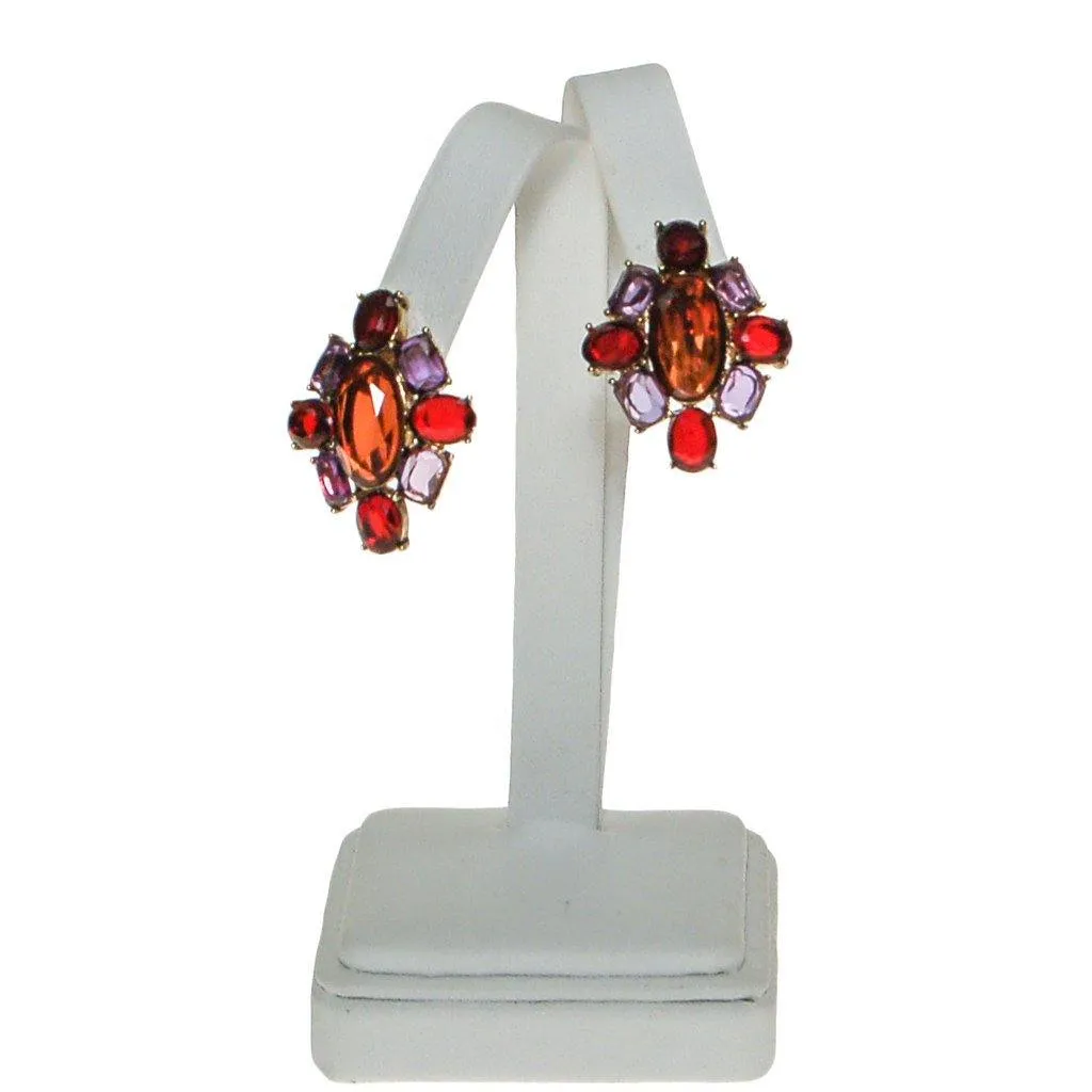 Monet Amethyst, Garnet, and Smokey Topaz Crystal Earrings