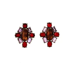 Monet Amethyst, Garnet, and Smokey Topaz Crystal Earrings