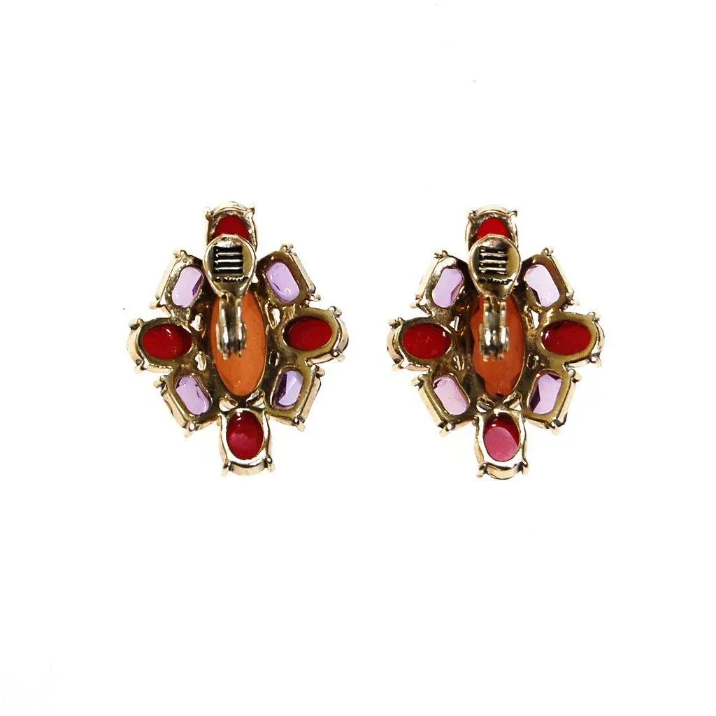 Monet Amethyst, Garnet, and Smokey Topaz Crystal Earrings